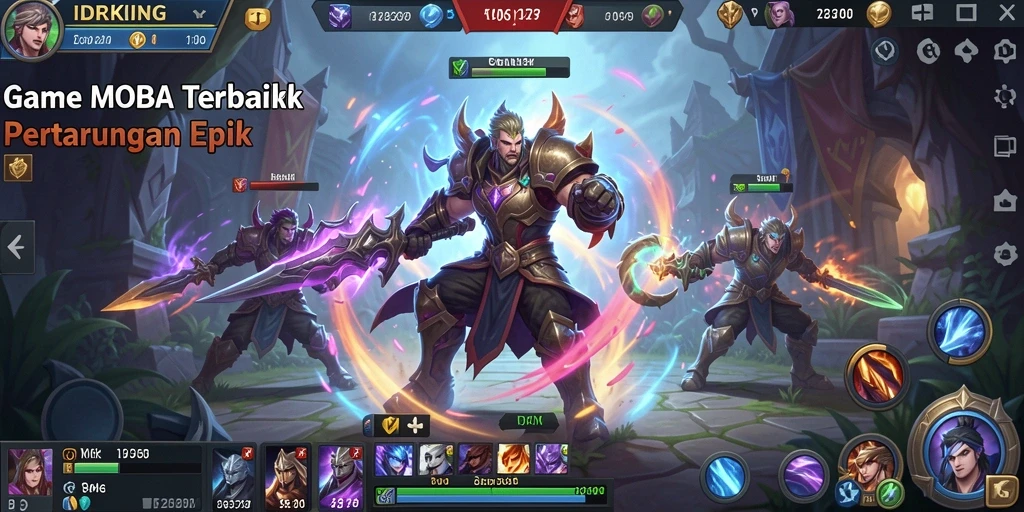 Tangkapan layar utama IDRKING menunjukkan aksi seru dalam mode MOBA.
