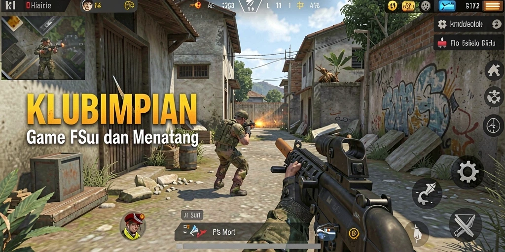 Screenshot gameplay KLUBIMPIAN dengan aksi menembak yang mendebarkan.