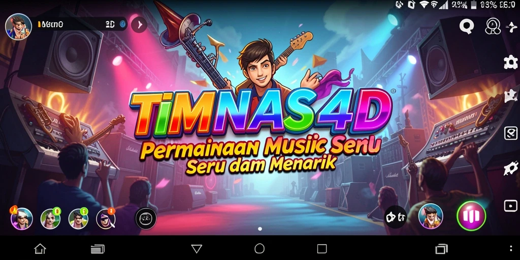 Screenshot utama TIMNAS4D menampilkan gameplay musik yang dinamis.