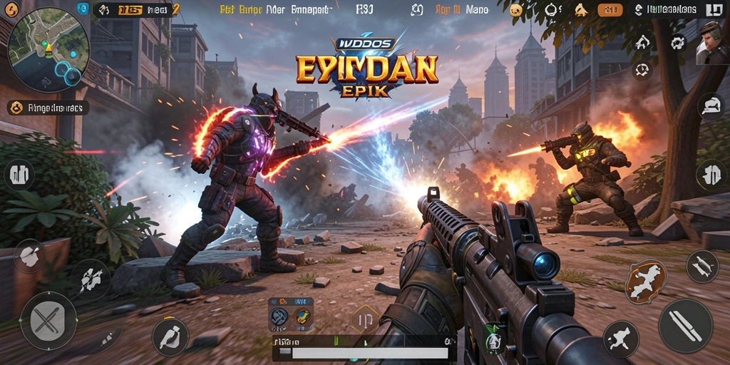 Screenshot WDBOS menampilkan aksi tembak-menembak yang intens dan grafis yang menawan.