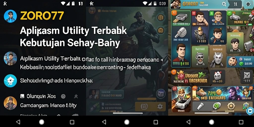 Tampilan antarmuka intuitif aplikasi ZORO77 yang memudahkan navigasi.
